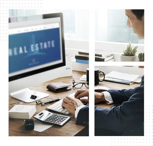 real estate lawyer sitting at computer