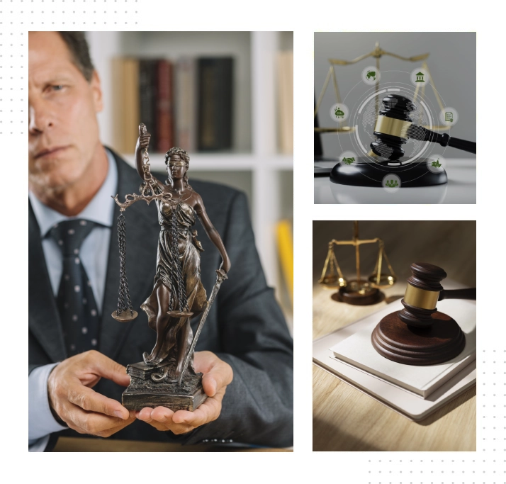 Lawyer holding lady justice